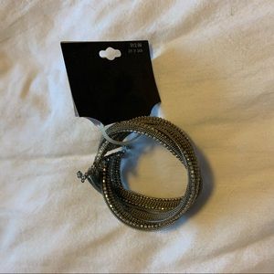 Silver beaded cuff bracelet